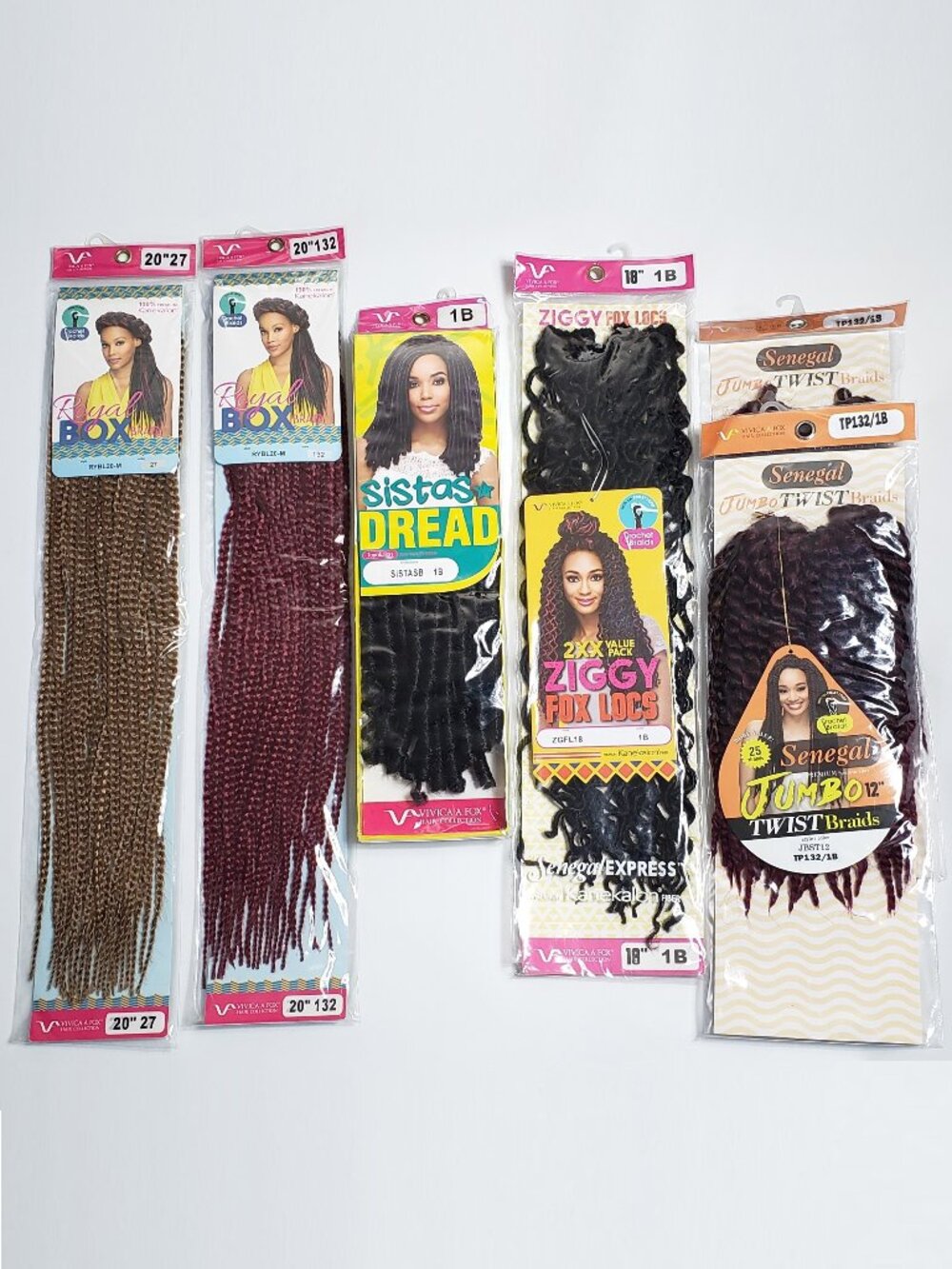 Bundle Lot 6 Hair Extensions Vivica A Fox Braids Synthetic Toyokalon Kanekalon